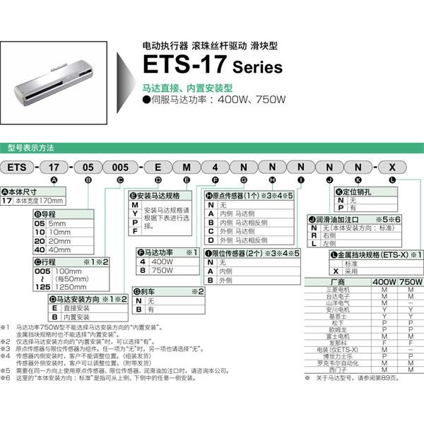 CKD喜開理電動執(zhí)行器（無馬達型）滑塊型ETS-17-05025-EM4NNNNN