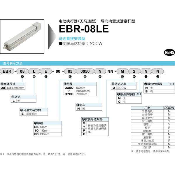CKD喜開理電動執(zhí)行器（無馬達型）滑塊型EBR-08LE-00-050150NNN-M2NN
