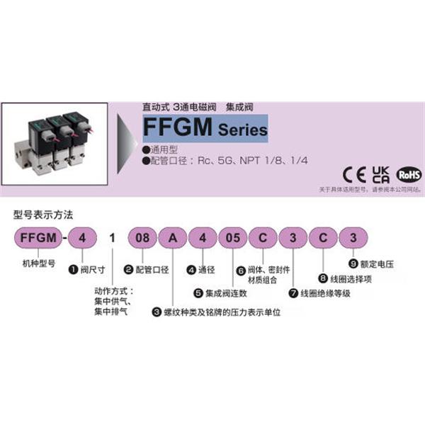 CKD喜開(kāi)理多種流體直動(dòng)式3通電磁閥集成閥FFGM-3108AS02A3A1