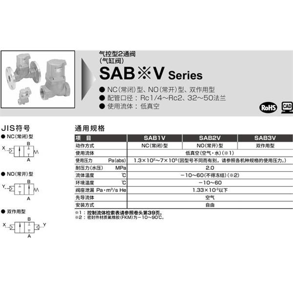 CKD喜開理氣控型2通閥（氣缸閥）SAB3V-25A-0B