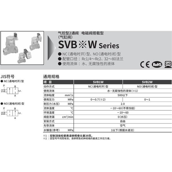 CKD喜開理氣控型2通閥（氣缸閥）SVB1W-50A-02CS-AC100V